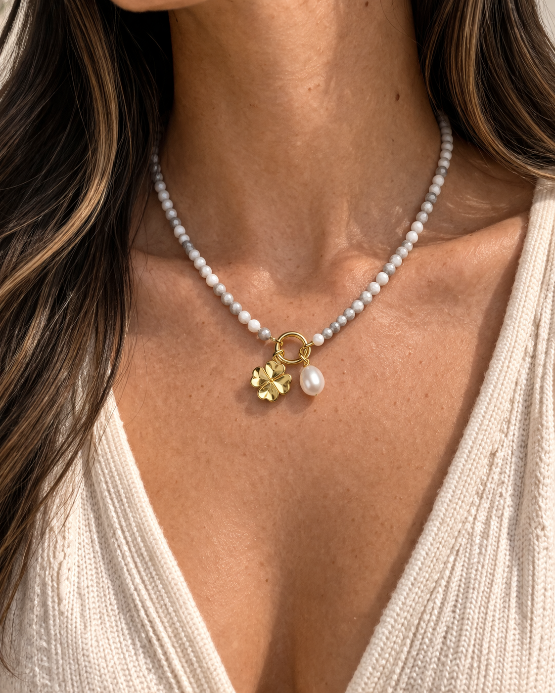 Lucky Pearl Natural Stone Necklace