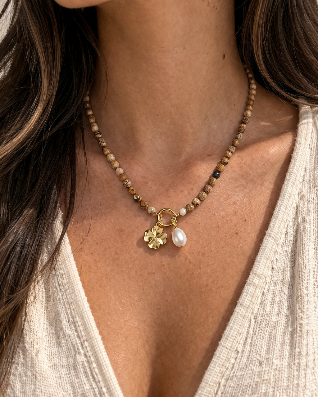 Lucky Pearl Natural Stone Necklace